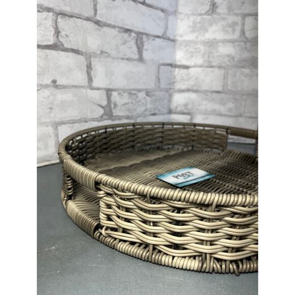 Round Rattan Gray Tray - Picture 4 of 4